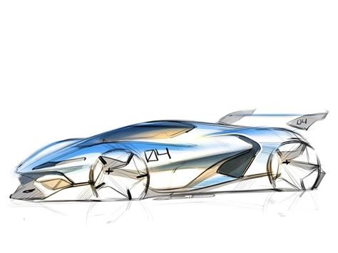 Supercar Design Sketch Side View Race Car Concept Design Sketch
