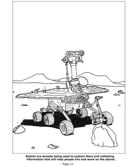 Robot on Mars coloring page