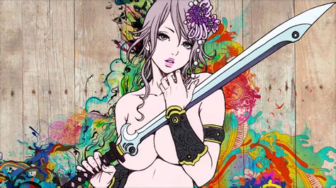 Wallpaper Gambar Ilustrasi Gadis Fantasi Gadis Anime Payudara Besar Pedang Karakter Asli