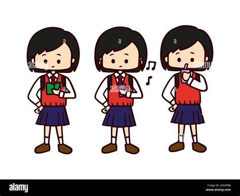 School Kids Student Character Vector Set School Girl With 3 Different