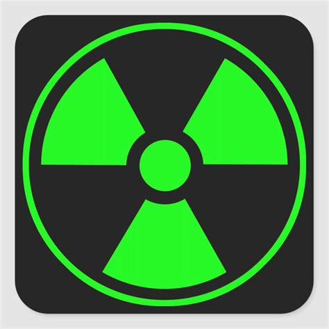 Nuclear Radioactive Radiation Symbol In Green Square Sticker Zazzle
