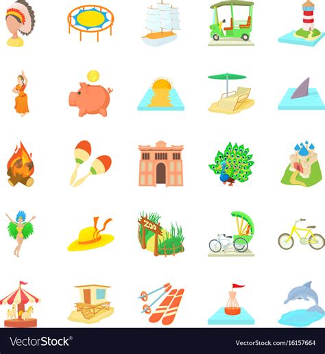 Attempt Icons Set Cartoon Style Royalty Free Vector Image