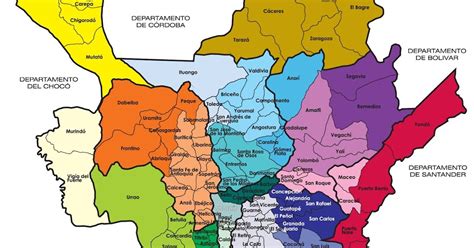 El Departamento De Antioquia Mapa Politico De Antioquia
