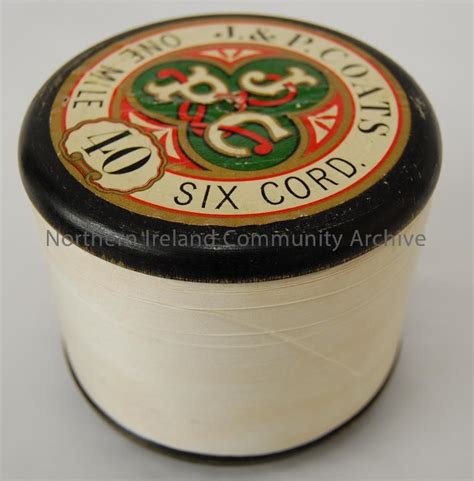 Wooden Implement Giant Spool Of White Thread In Tartan Box 1609