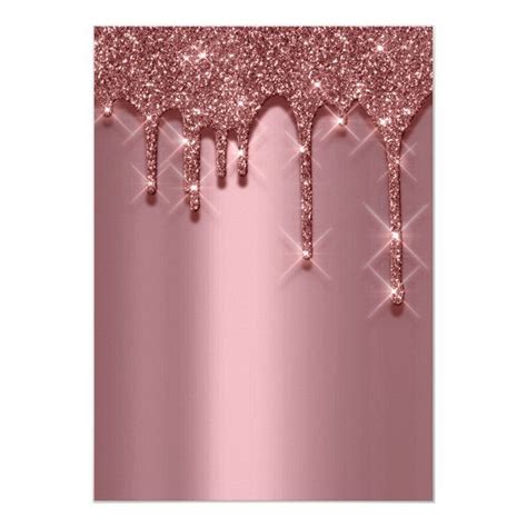 Bridal Shower Birthday 16th Gold 3d Drip Rose Invitation Zazzle