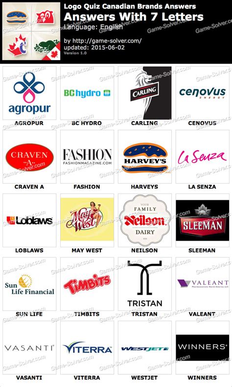 Logo Quiz Canadian Brands With 7 Letters Game Solver