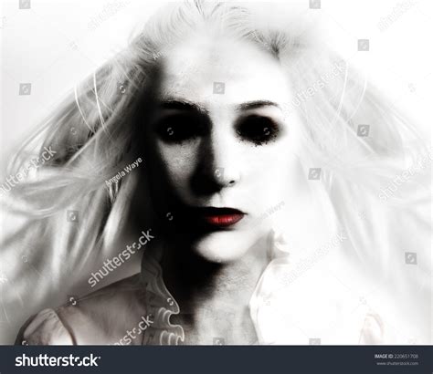 Scary Evil Woman Black Eyes Red Stock Photo 220651708 Shutterstock