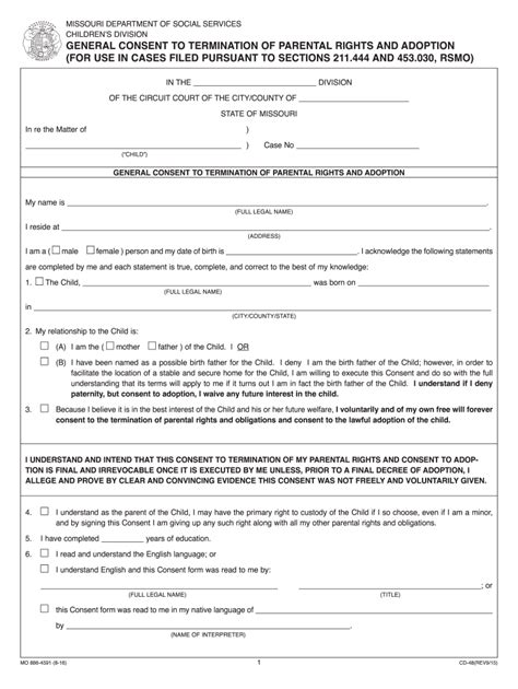Printable Termination Of Parental Rights Form Florida Printable Word