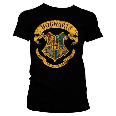 Womens Harry Potter Hogwarts House Crests Fitted T Shirt Ladies