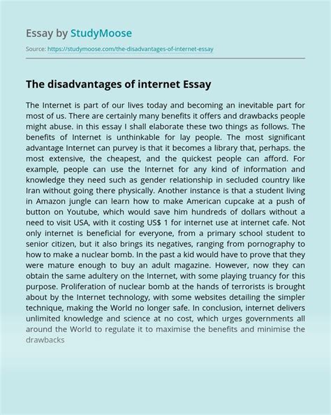Advantages And Disadvantages Of Using The Internet Free Essay Example