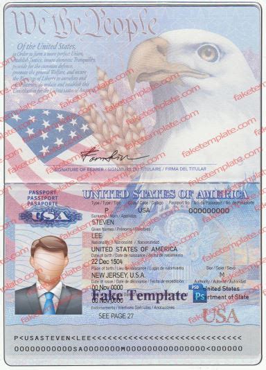 Usa Passport Template Psd V High Quality Fake Template