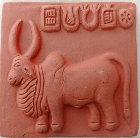 Handcrafted Authentic Mohenjo Daro Bull Reflect And Unicorn Clay Seal