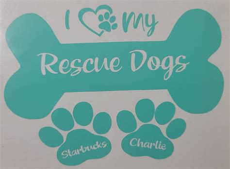 Rescue Dog Car Decal Paw Print Personalized Multiple Dogs Etsy
