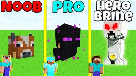 Minecraft Battle Noob Vs Pro Vs Herobrine Mob House Build Challenge Animation Youtube