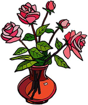 Red Roses in a Vase Clip Art - Cliparts
