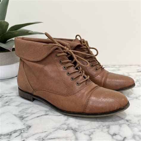 Steve Madden Shoes Steve Madden Brown Leather Lace Up Folded Ankle
