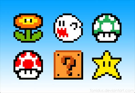 Mario Bros Icons Pixel Style