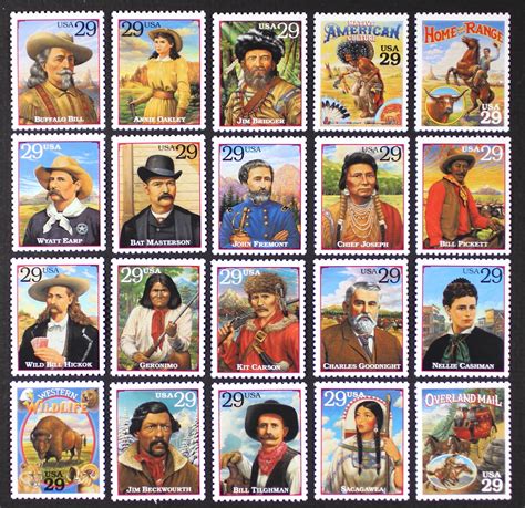 Us Year 1994 2869a T Legends Of The West Cpl Set Of 20 Single Stamps