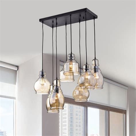 Darcy concrete cluster pendant lights two short three long. Mariana 8-Light Cognac Glass Cluster Pendant in Antique ...