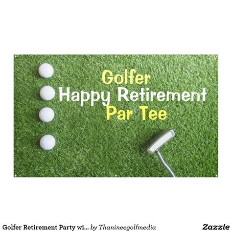 Golfer Retirement Party With Golf Balls On Green Banner Zazzle
