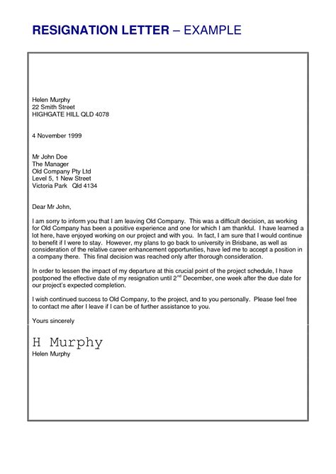 professional resignation letter  resignation letter examples