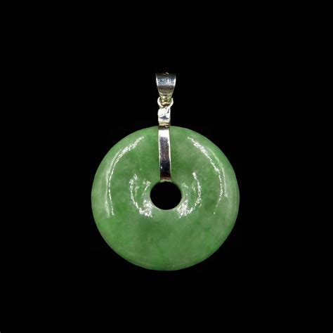 Green Jade Jadeite Round Circle Sterling Silver Drop Pendant Jewelry