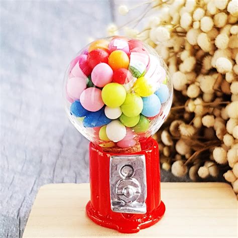 Mini Dollhouse Miniatures Candy Bubble Gum Ball Machine