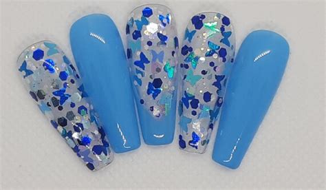 Blue Butterfly Press On Nails Etsy