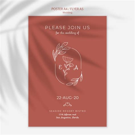Free Psd Simple And Elegant Flyer Template For Wedding