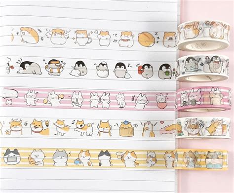 Cute Animal Washi Tape Kawaii Washi Tape Kawaii Journal Etsy Uk