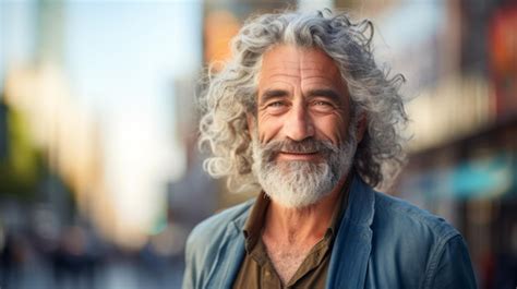 Premium AI Image Smiling Old Persian Man With Blond Curly Hair Photo