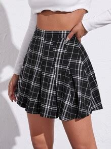 Is That The New Zipper Side Plaid Pleated Skirt ROMWE UK