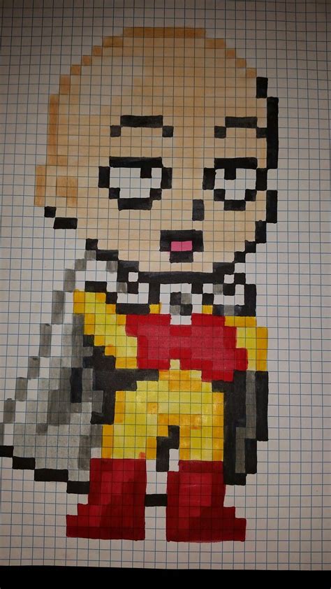 Saitama Pixel Art Dibujos En Cuadricula Cuadricula Para Dibujar Images