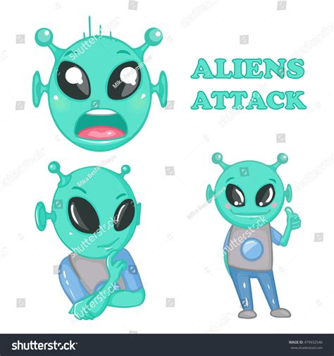Cartoon Alien Aliens Attack Emotions Stock Vector Royalty Free 479932540