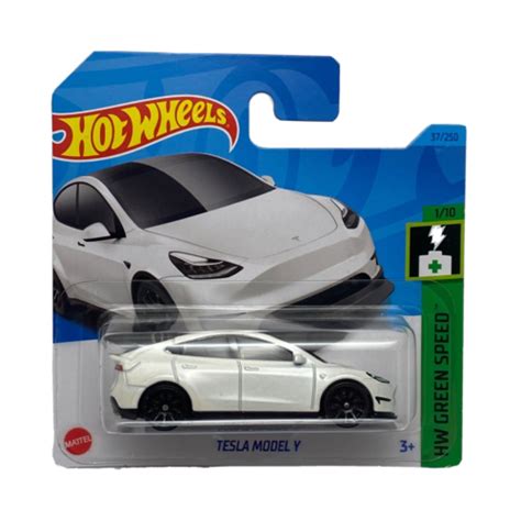 Tesla Model Y Dual Motor White Hot Wheels Green Speed 2023 37 Short