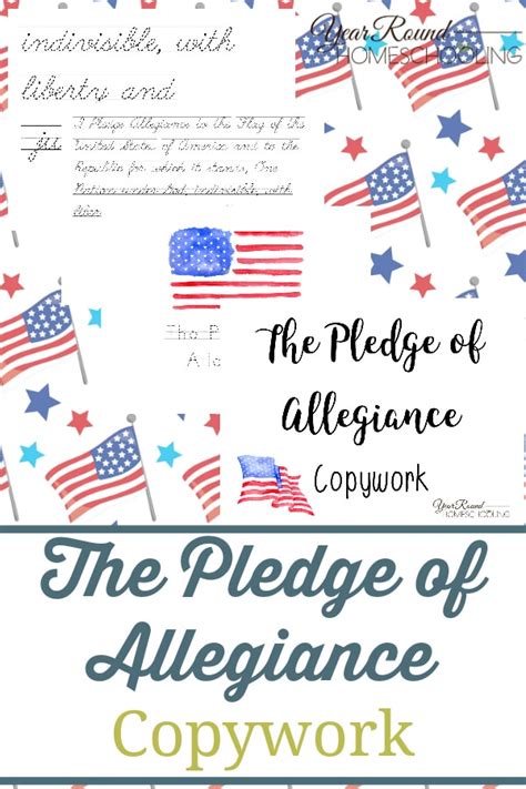 Just select the option below and then the bookmarks are already ready to print. The Pledge of Allegiance Copywork - Year Round Homeschooling
