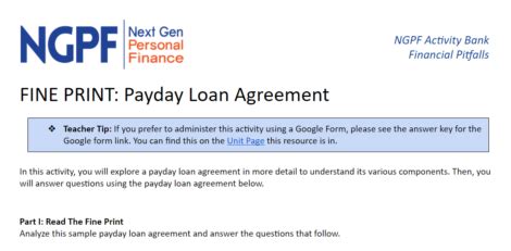 You can compare multiple offers below for auto purchase loans, auto loan refinancing, even online car dealers with financing. Ngpf Answer Key - What Exactly Does It Mean To Own Stock Use This Ngpf Original Activity Sheet ...