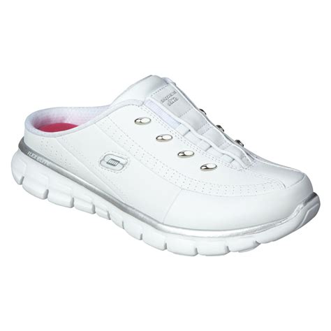 Skechers Womens Elite Status Whitesilver Slip On Athletic Shoe