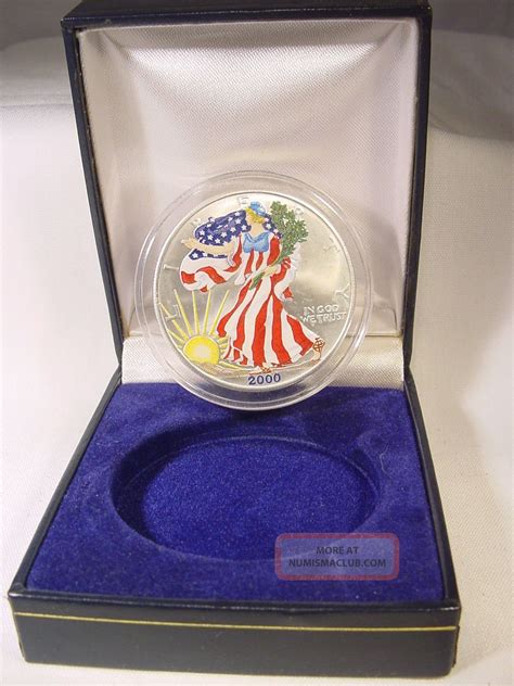 2000 Painted Walking Liberty American Eagle One Dollar Coin 999 Fine