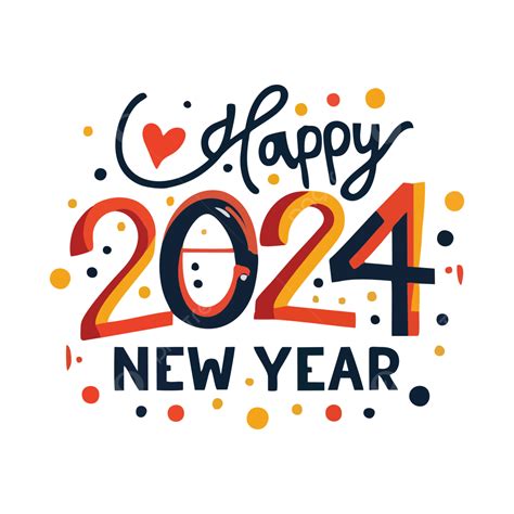 2024 Happy New Year Hand Drawn Stylish Typography Colorful Vector