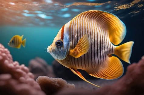 Butterfly Fish Underwater Near A Coral Reef Generative Ai Stock