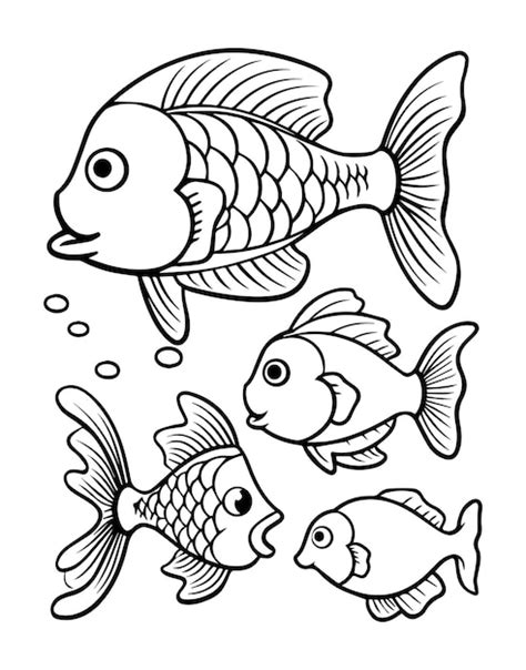 Premium Vector Fish Coloring Vector Pages For Kids