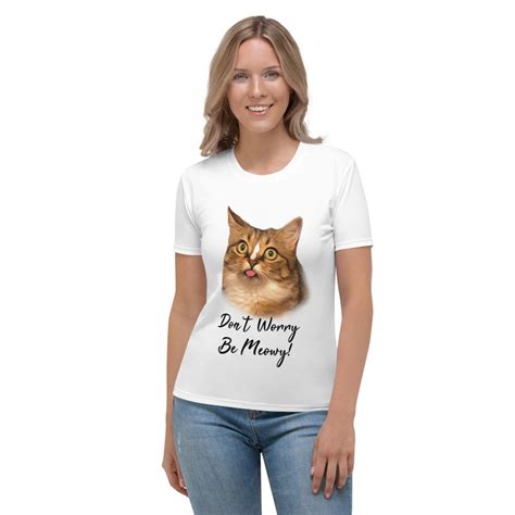 Funny Cat Womens T Shirtcute Cat T Shirt Womencat Lover Etsy