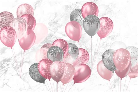 Pink Glitter Balloons Clipart