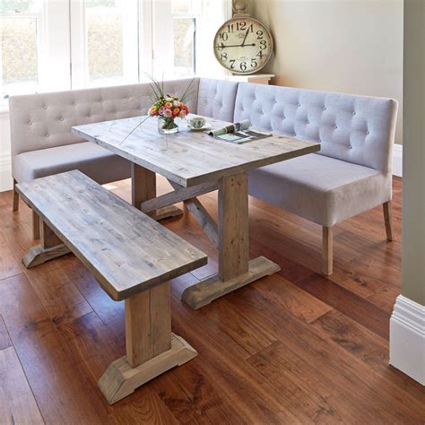 Dining table sets are a fast way to make a dining room look perfectly pulled together. 1515762650-booth-kitchen-table-round-kitchen-table-corner ...