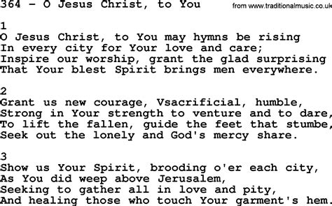 Adventist Hymnal Song 364 O Jesus Christ To You With Lyrics Ppt