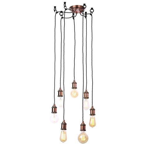 Alton Industrial Style 7 Light Ceiling Cluster Pendant Copper From