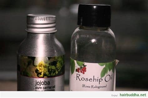 To make a rosehip oil hair mask, you'll want to mix a teaspoon of rosehip oil with three drops of peppermint oil and two tablespoons of jojoba oil (a popular carrier oil). Scalp Elixir for Fine, thinning hair: Jojoba & Rosehip oil ...