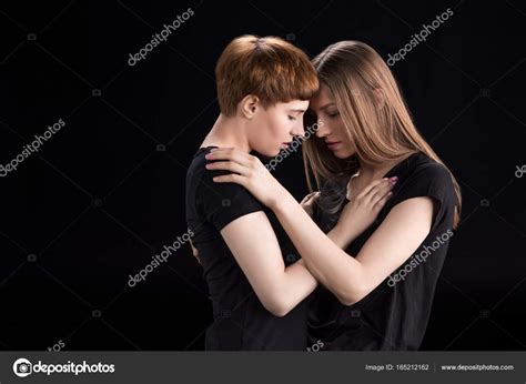 Lesbian Couple Touching Foreheads Stock Photo By DimaBaranow