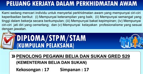 23 jan 2020 kindly click here to see the complete advertisement. JAWATAN KOSONG DI KEMENTERIAN BELIA DAN SUKAN KBS ...